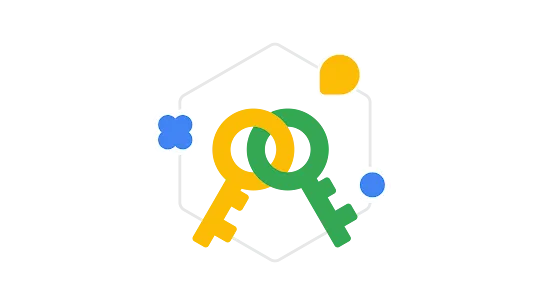 Illustrated graphic featuring icons symbolizing keys, surrounded by a shield-like shape.