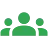 Green icon showing the silhouette of three people