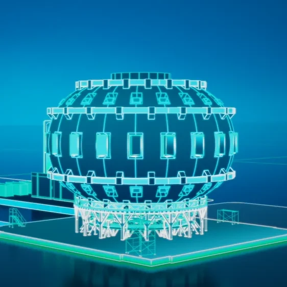 An 3D rendered image of a fusion-powered energy source.